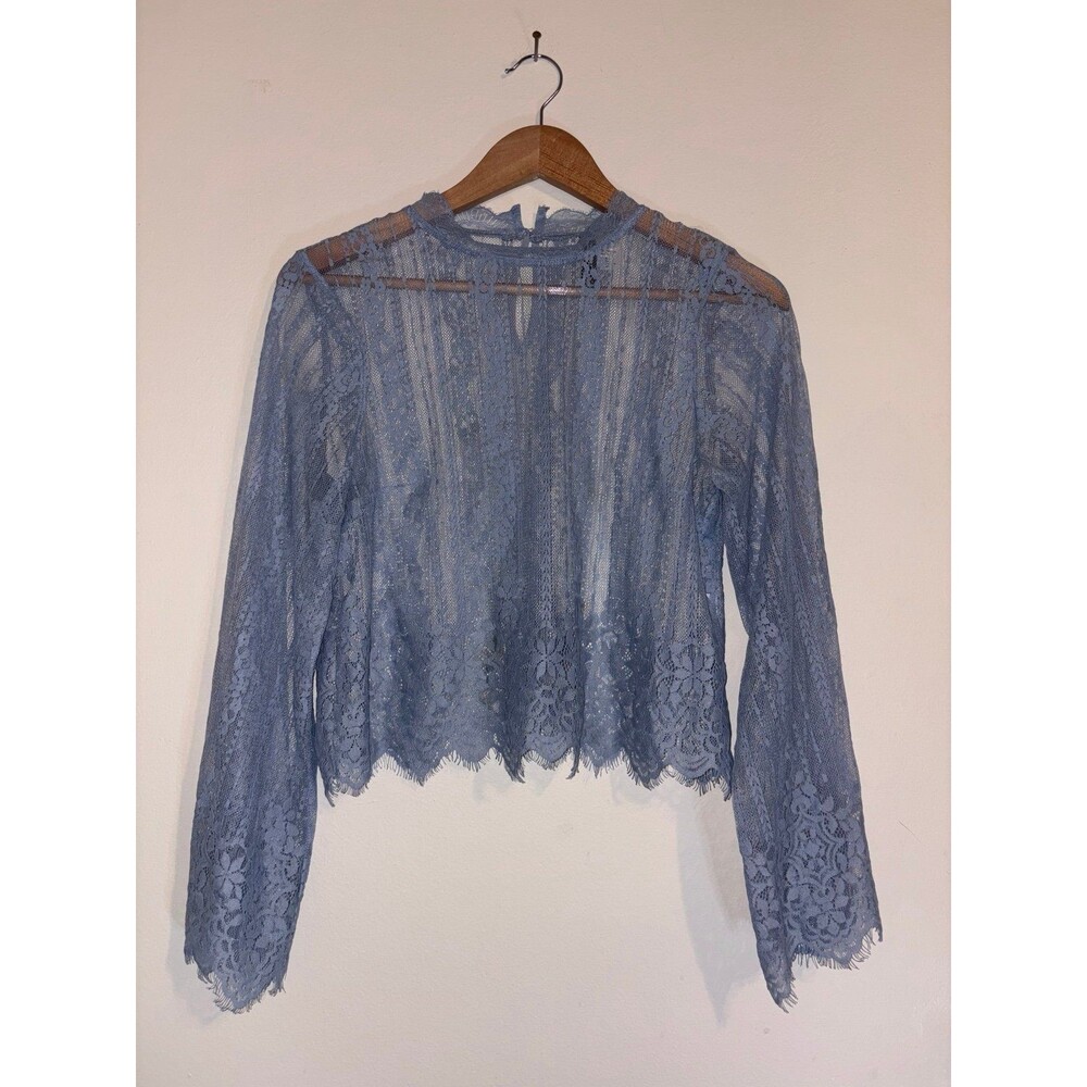 Powder Blue Lace Sheer Boho Top by Divided - Size 0